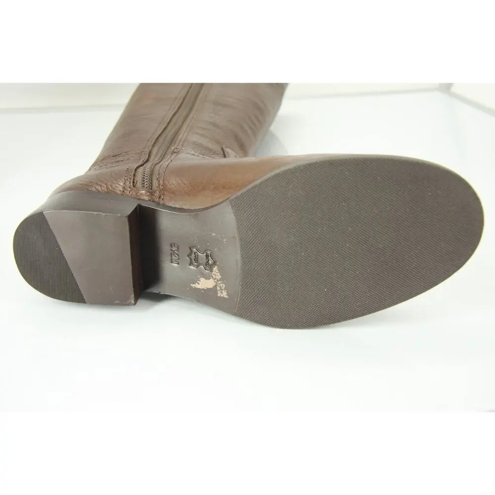 Tory Burch Leather Julian Logo Plaque Riding Boots  Coconut 5.5
